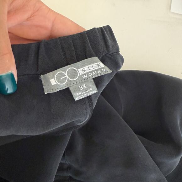 NWT Go Silk Womens Wide Leg High Rise Pull-On 100% Silk Pants 30” - Plus 3X - Picture 7 of 10